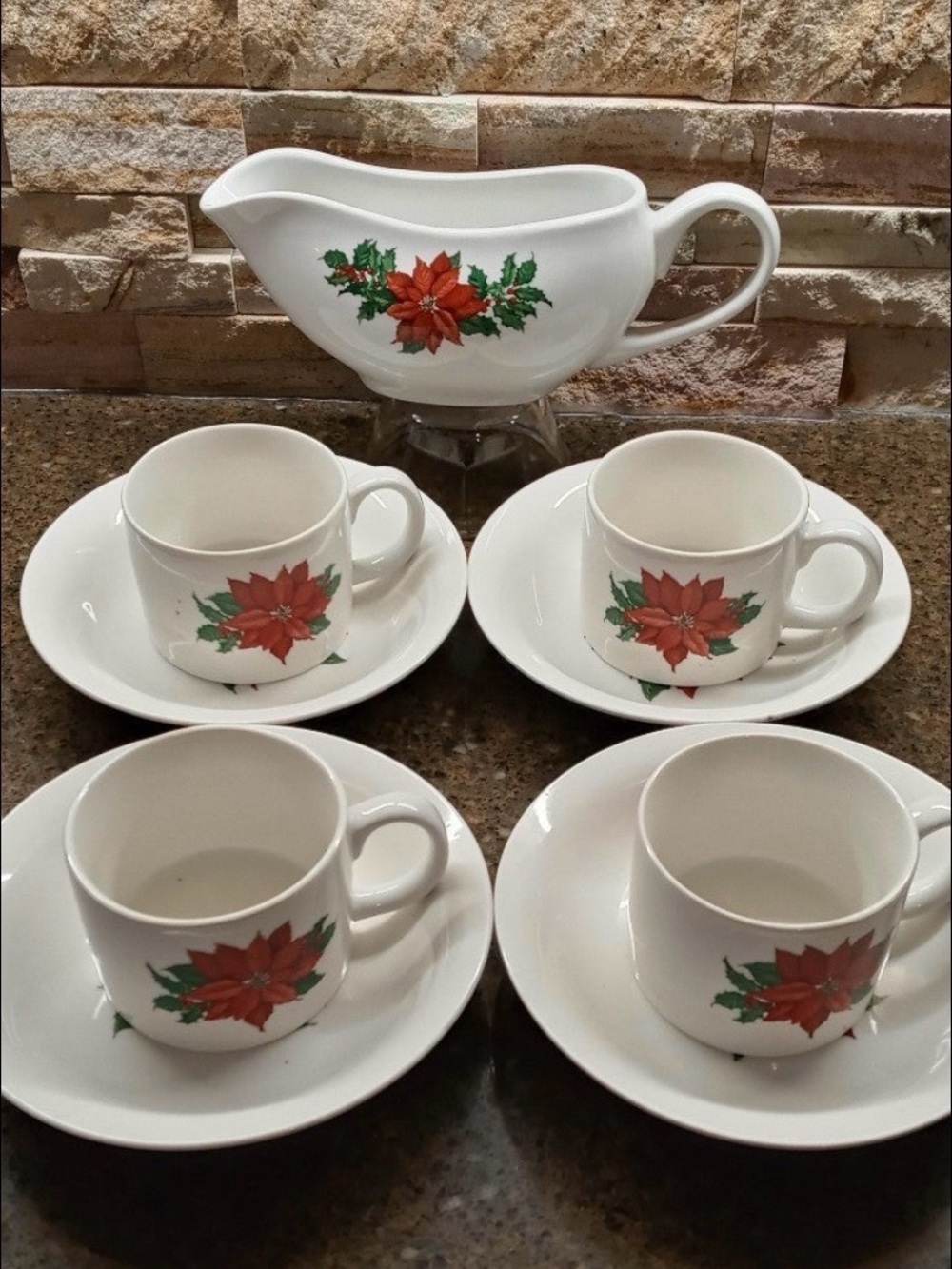 Holiday Poinsettia White set
